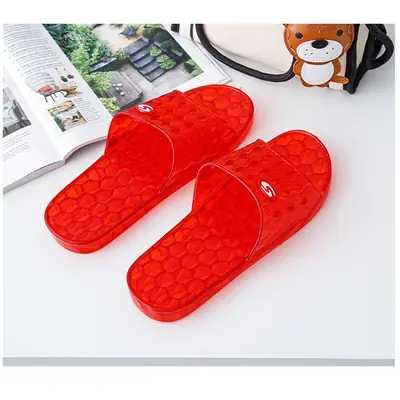 Women's Red Jelly Translucent Crystal Slippers