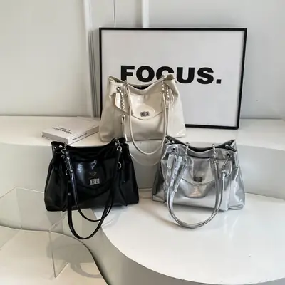 2024 Black PU Leather Shoulder Bag for Women