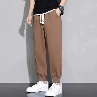 Men's New Knitted Spring Autumn Pants Brown Loose Sports Casual