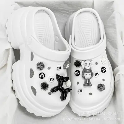 Women EVA Hole Shoes White 10cm Thick Baotou