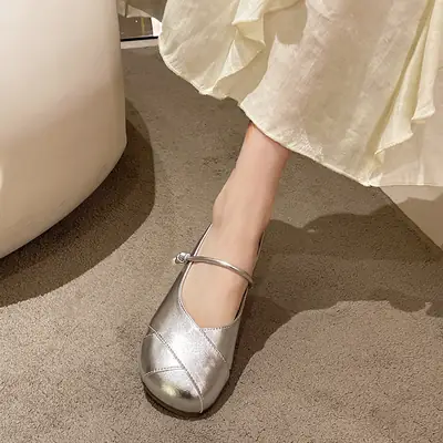 French Style Mary Jane Women Flat Shoes Tan 2024