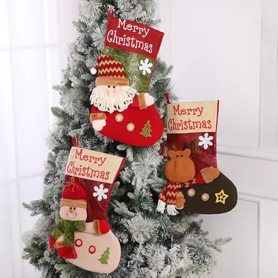Cross Border Christmas Vintage Socks Gift Bag Santa Claus Gift Bag