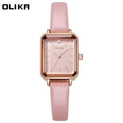 Women's Pink Quartz Wristwatch with Rose Gold Dial