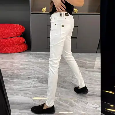 Men Black Slim Fit Skinny Jeans Korean Style