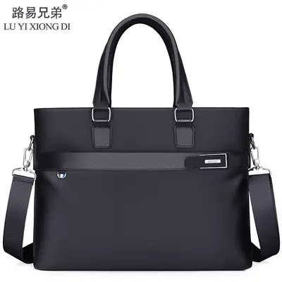 Men's Navy Blue Business Handbag Large Capacity Office Travel