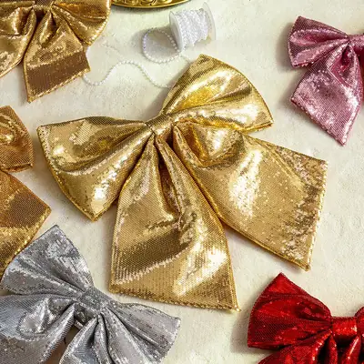 Pink Sequins Cross Border Christmas Bow 40cm Large