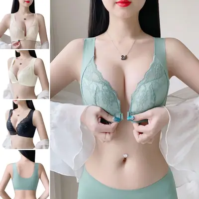 French Lace Underwear Women's Anti-Sagging Front Buckle Bra