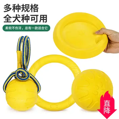 in stock Pet Toy Ball Dog Floating Frisbee Pull Ring Training Dog Pull Ring Bite-resistant Molar Pet Ball Wearing Rope Ball
