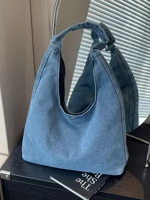 Blue Denim Shoulder Bag Women 2024 Casual Large Capacity