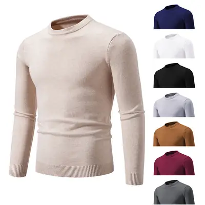 Men's Black Retro Round Neck Sweater