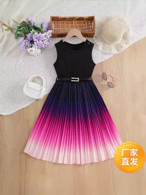 Black Sleeveless Girl's Dress Large European Style