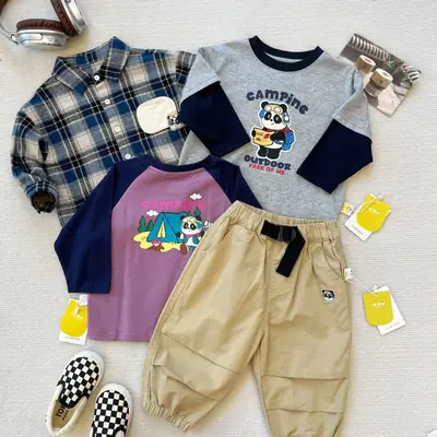 Dudu Boys Plaid Shirt & Pants Set Spring