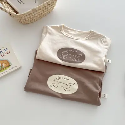Children's Cartoon T-Shirt Cream 0-5Yr Autumn