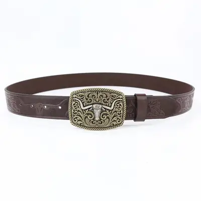 Vintage Cross-border Denim Belt with Big Buckle