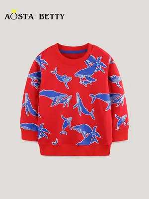 Red Cartoon Baby Pullover Knitted Cotton for Boys