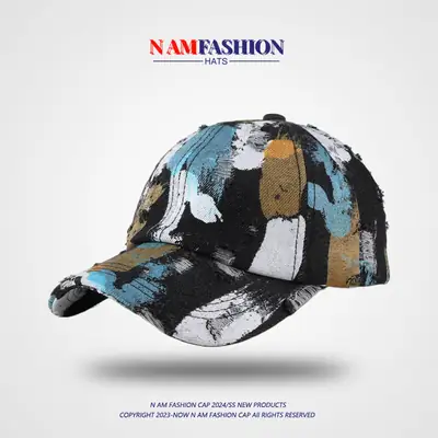 Nafam Fashion Men Baseball Cap Blue Brown White