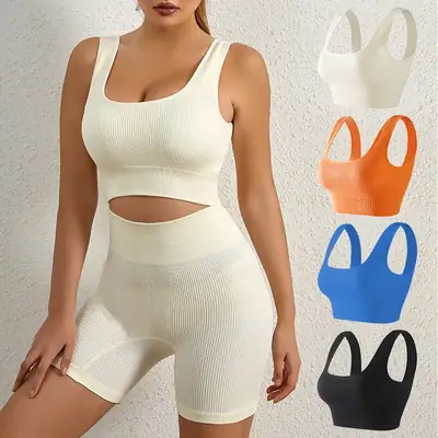 Blue Shock-Proof Yoga Running Bra Without Rims