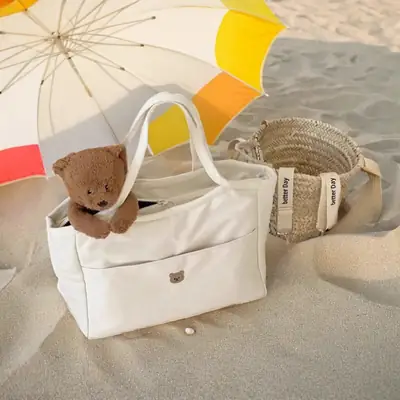 2024 White Canvas Baby Tote Bag Lightweight Portable