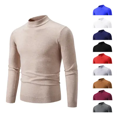 Men's Grey Half-Turtleneck Knitted Sweater