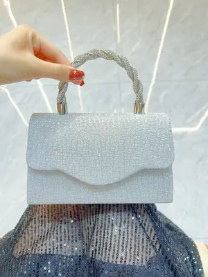 Blue Glitter Crossbody Bag for Women Party Evening