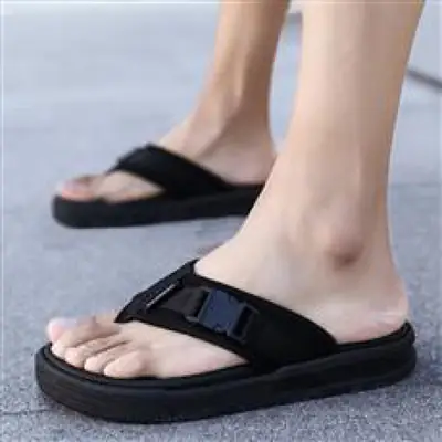 Men's Black Slip-On Sandals Thick Sole 2025