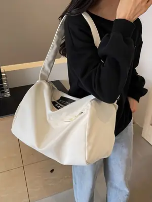 Large Capacity White Cross-Body Bag for Women