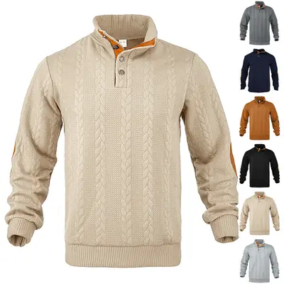 Men's Black Jacquard Sweatshirt with Orange Sleeves