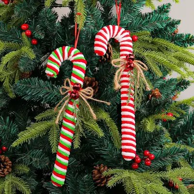 Christmas Candy Stick Hooks Red White Walking Stick Decor