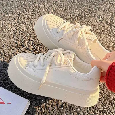 Women White Thick Platform Casual Shoes All Small