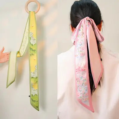 Green Silk Scarf for Women High-end Fashion Elegant Belt