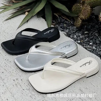 Women Silver Platform Wedge Sandals Flip Flops