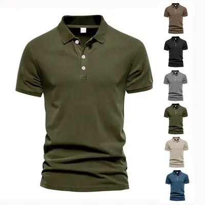 Men's Black Polo Shirt with 3 Button Collar