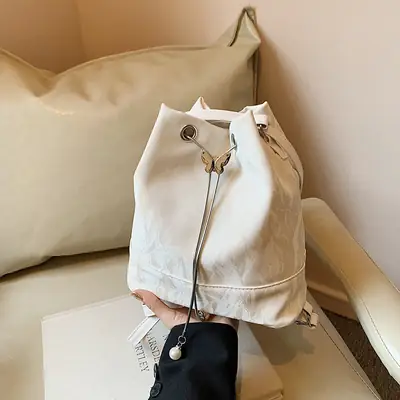Green Drawstring Shoulder Bag for Women 2024