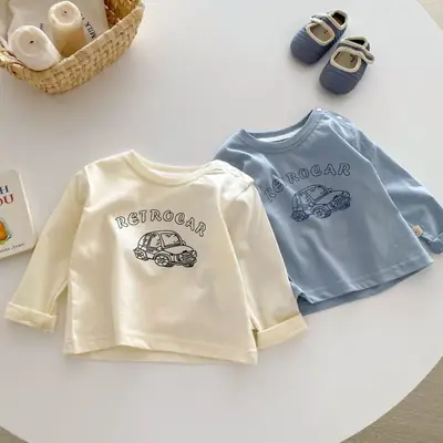 Baby Retro Car T-Shirt Cream 0-5Yr