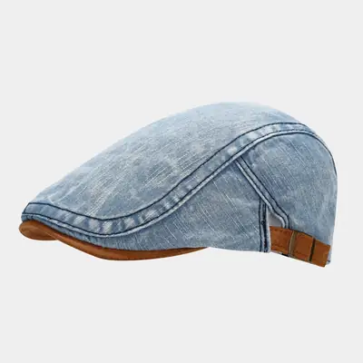 Denim Men Retro Brim Cap Grey Autumn Hat