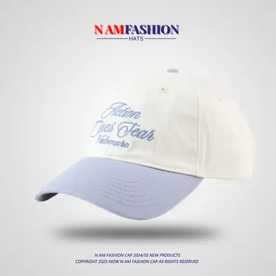 Women White Cotton Baseball Cap "Never Miss A Goal" Embroidery