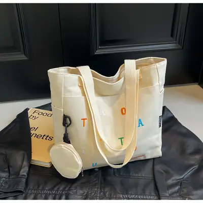 Green Canvas Heart Bag Large Capacity Spring Summer