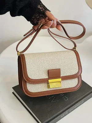 Women Crossbody Bag Brown Leather Square Design 2025