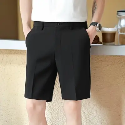 Men's Light Gray Ice Silk Shorts Slim Fit Casual Business
