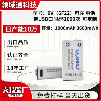 Shenzhen Factory 9V Lithium Battery in stock USB Rechargeable Recycling Battery Universal Meter Block Battery Customization
