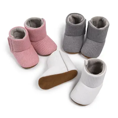 2024 new autumn and winter baby shoes knitted fleece-lined winter toddler shoes warm boots baby shoes