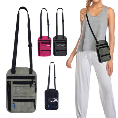 Pink Crossbody Passport Bag with Anti-Theft Storage