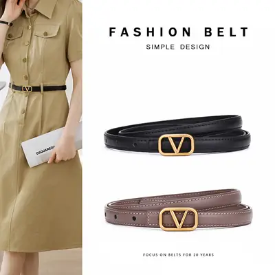 V-Braceled Leather Belt for Women Skirt & Pants