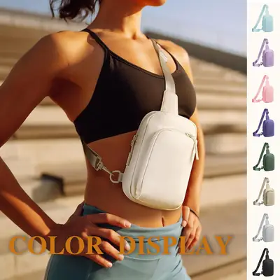 Black Polyester Crossbody Bag for Men Women Waterproof Sports