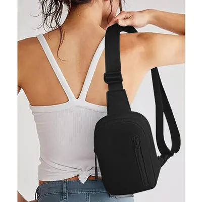 Beige Polyester Crossbody Bag with Adjustable Strap