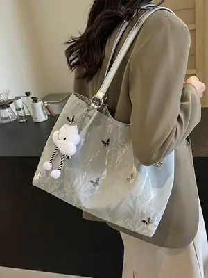 Women's Embroidered Shoulder Bag Cream 2025