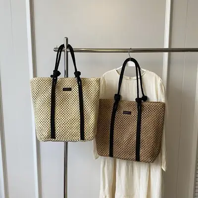 Women Straw Large Shoulder Bag 2024 Spring Summer
