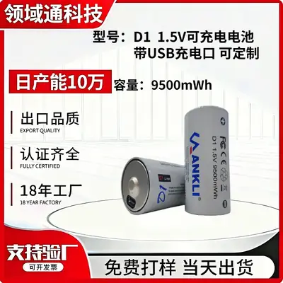 Large Capacity No. 1 1.5V Lithium Battery 1-Pack in Stock for Water Heaters, Camping Lights, Flashlights, USB Rechargeable Battery