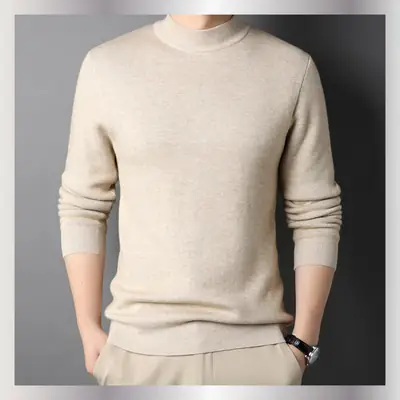 Men Maroon Half Turtleneck Slim Fit Sweater