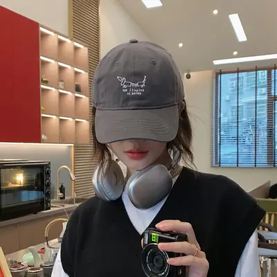 Black Pure Cotton Peak Cap for Girls & Dogs